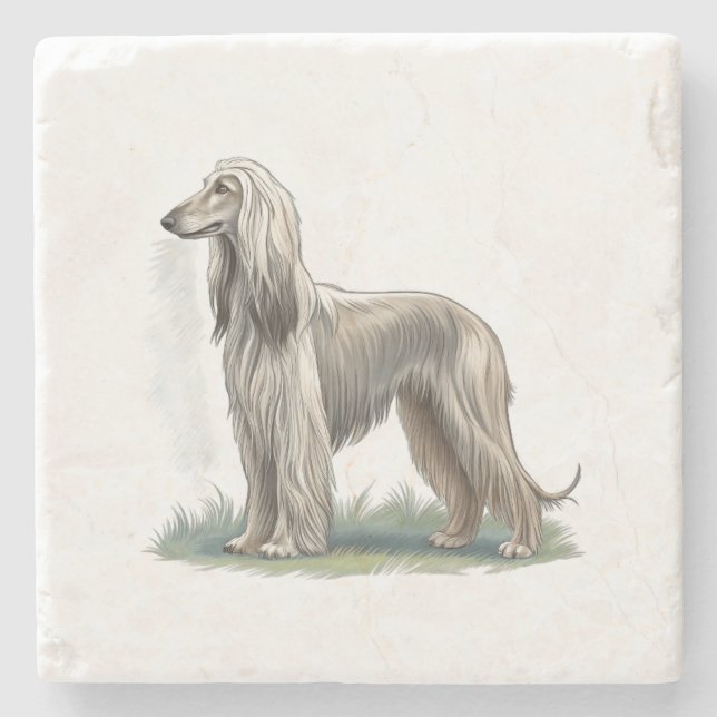 Afghanischer Windhund Steinuntersetzer (Vorderseite)
