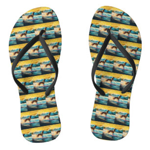 Afghanischer Windhund Strand Surfen Malerei Flip Flops