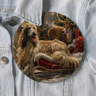 Afghanischer Windhund Weihnachtsfestlich Button