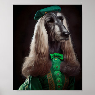 Afghanischer Windhundhund in St. Patrick's Day-Kle Poster