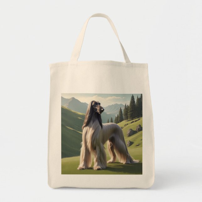 Afghanisches Hound Elegantes Lebensmittelgeschäft Tragetasche (Vorne)