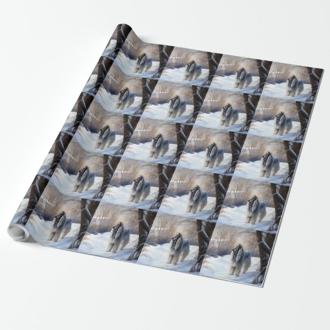 Afghanisches Hound lassen es Weihnachten schnee Geschenkpapier (Ungerollt)