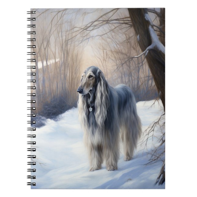 Afghanisches Hound lassen es Weihnachten schnee Notizblock (Vorderseite)