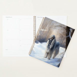Afghanisches Hound lassen es Weihnachten schnee Planer