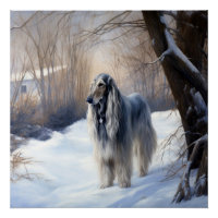 Afghanisches Hound lassen es Weihnachten schnee