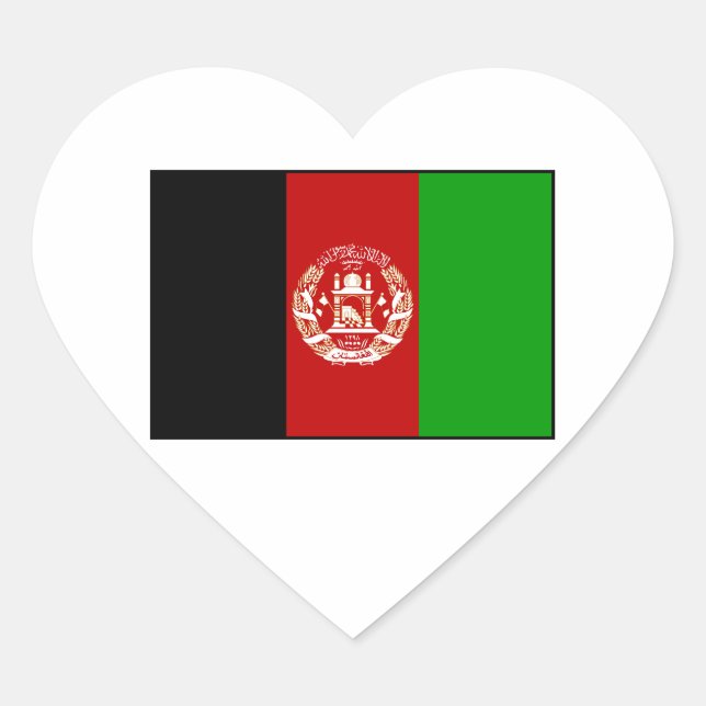 Afghanistan - Afghanische Flagge Herz-Aufkleber (Vorderseite)