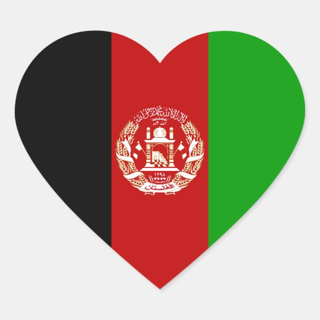 Afghanistan/Afghanistan/Herz-Flagge Herz-Aufkleber (Vorderseite)