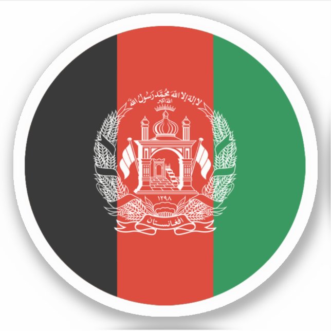 Afghanistan (alt) Flaggenrundkleber Aufkleber (Vorderseite)