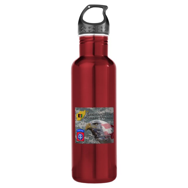 "Afghanistan Combat Veteran" - 82. Im Flugzeug Div Edelstahlflasche (Vorderseite)