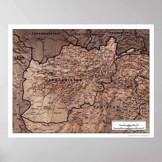 Afghanistan Detaillierte Karte 1999 Poster (Vorne)