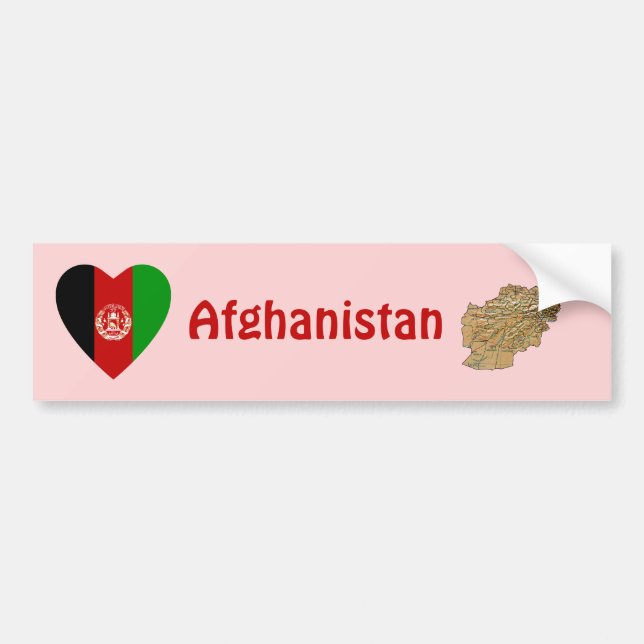 Afghanistan Flag Heart + Map Autoaufkleber (Vorne)