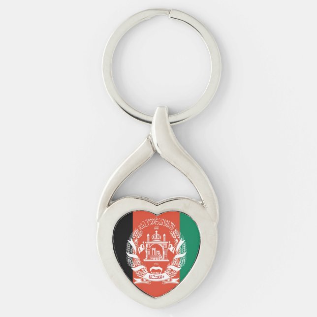 Afghanistan Flag Herzkette Schlüsselanhänger (Vorderseite)