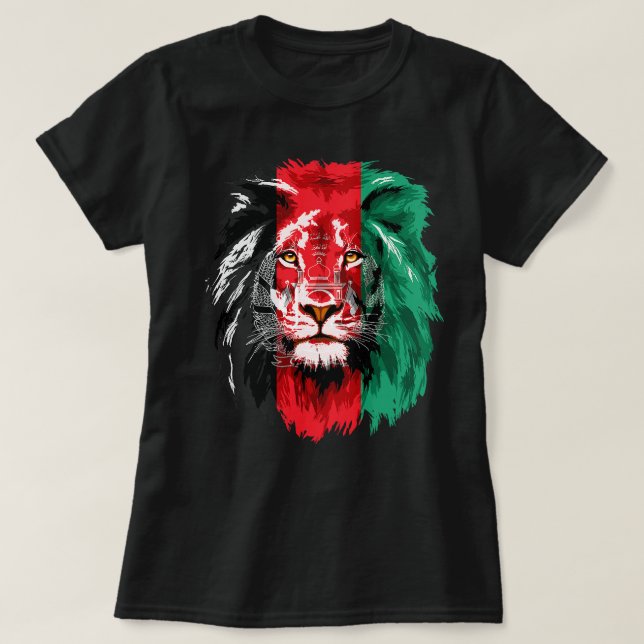 Afghanistan Flag Lion Free Afghanistan T - Shirt (Design vorne)