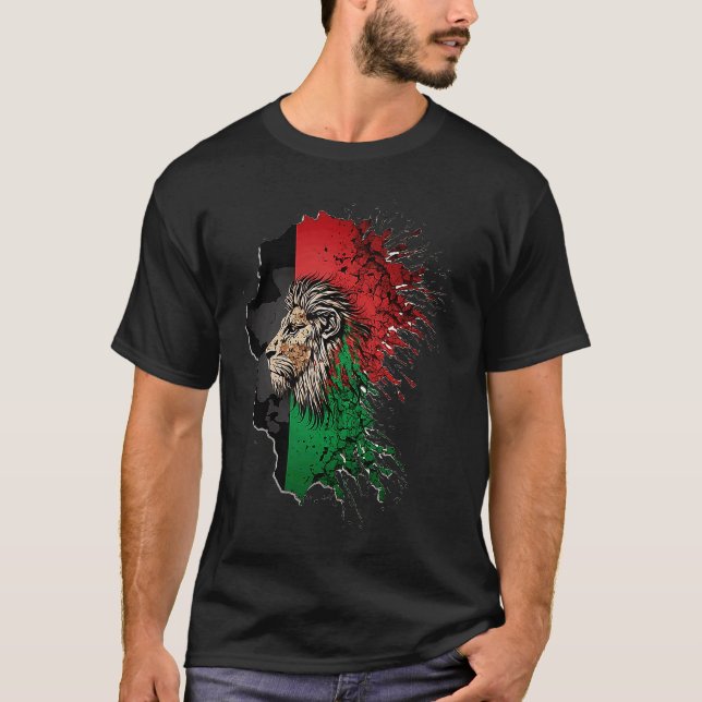 Afghanistan Flag Lion Free Afghanistan T-Shirt (Vorderseite)