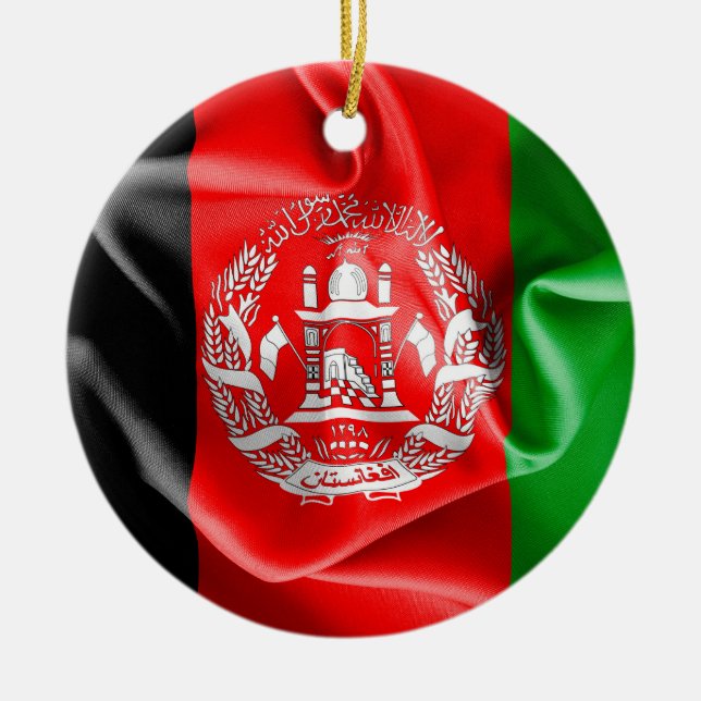 Afghanistan Flag Round Keramik Ornament (Vorne)