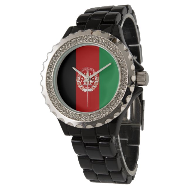 Afghanistan-Flagge Armbanduhr (Schrägansicht)