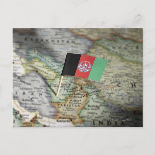 Afghanistan-Flagge in der Karte (Vorderseite)