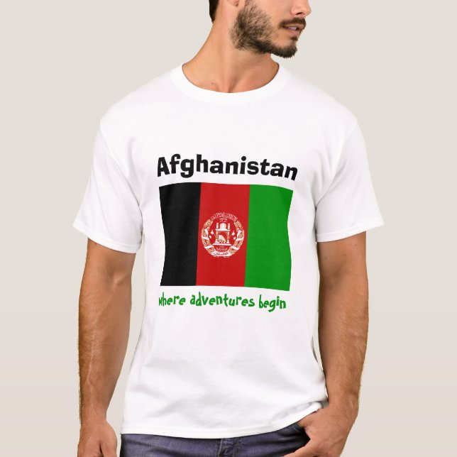 Afghanistan-Flagge + Karte + Text-T - Shirt (Vorderseite)