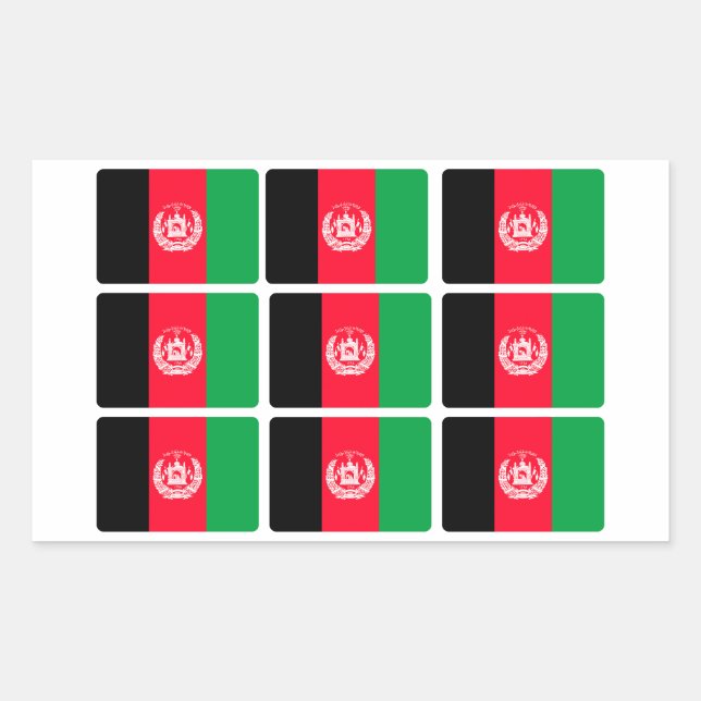 Afghanistan-Flagge x 9 Rechteckiger Aufkleber (Vorderseite)