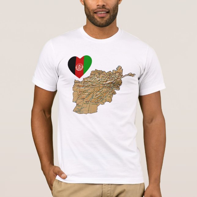 Afghanistan-Flaggen-Herz und Karten-T - Shirt (Vorderseite)