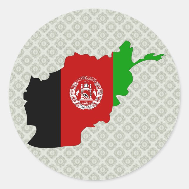 Afghanistan-Flaggen-Karte Größengleich Runder Aufkleber (Vorderseite)