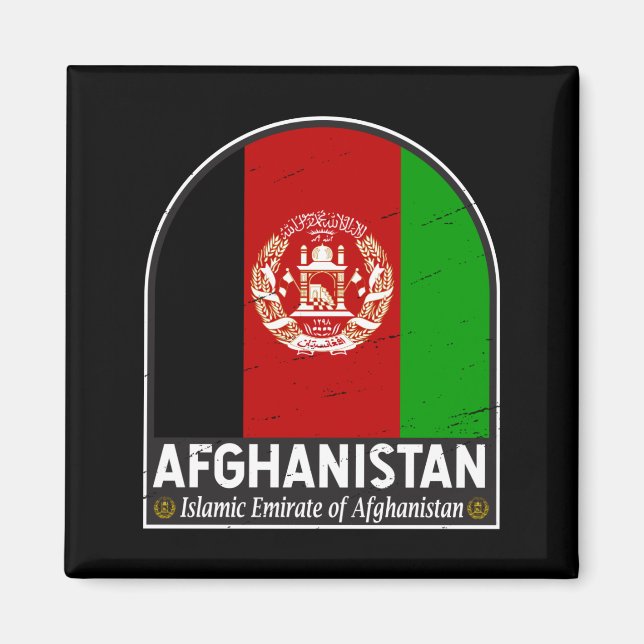 Afghanistan-Flaggenemblem erschüttert Vintag Magnet (Vorne)