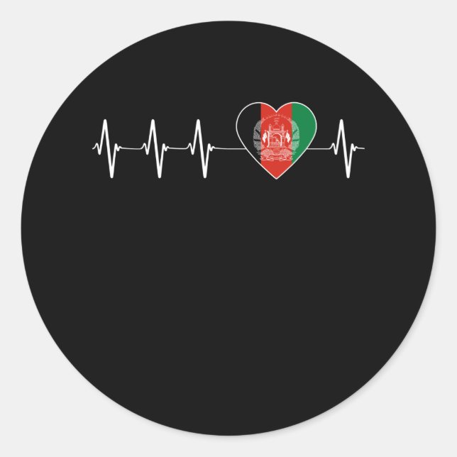 Afghanistan Heartbeat I Liebe Afghanistan Flag Her Runder Aufkleber (Vorderseite)