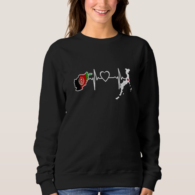 Afghanistan Japan Flag Afghan Japanese Heartbeat   Sweatshirt (Vorderseite)