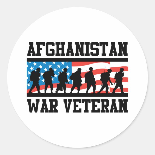 Afghanistan-Krieg Veteran Runder Aufkleber (Vorderseite)