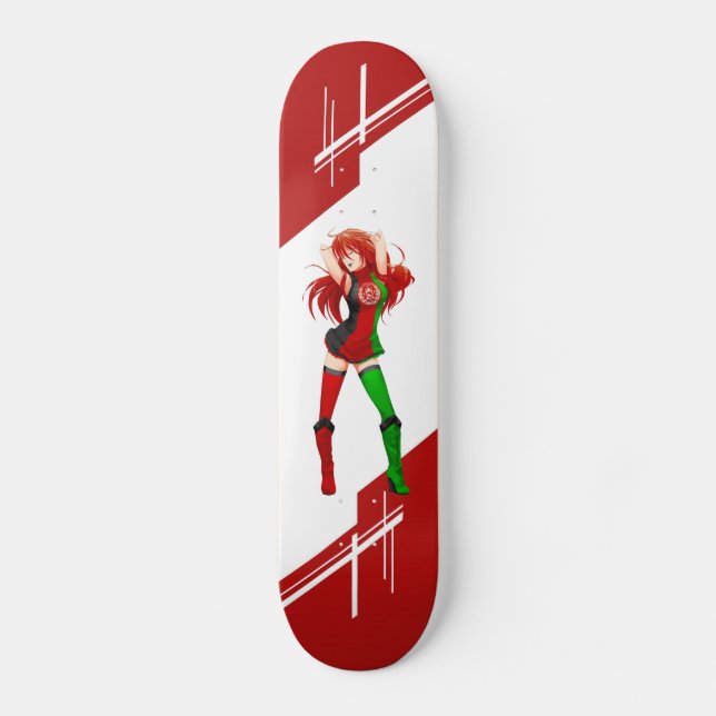 Afghanistan Manga Animemädchen gekleidet in der Skateboard (Vorderseite)