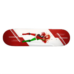 Afghanistan Manga Animemädchen gekleidet in der Skateboard