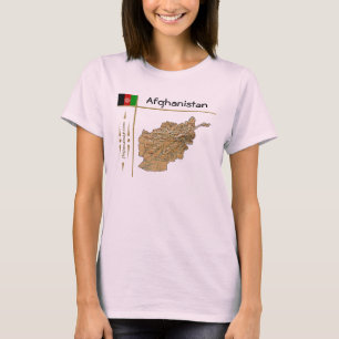 Afghanistan Map + Drapeau + Titre T-shirt