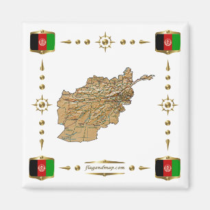 Afghanistan Map + Flaggen Magnet