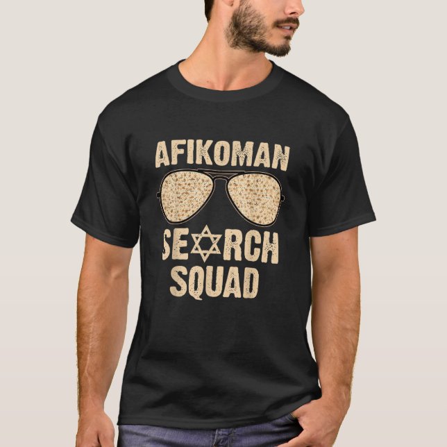 Afikoman Search Squad Pessach Seder Sungbrille T-Shirt (Vorderseite)