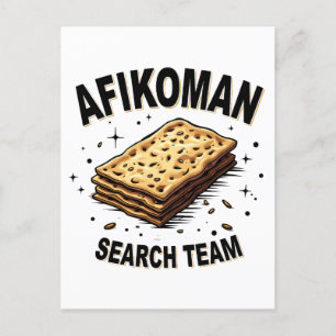 Afikoman-Suchteam Hanukkah Jüdische Lebensmittelli Einladungspostkarte