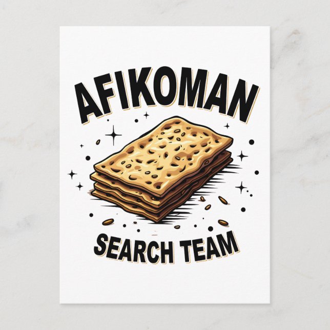 Afikoman-Suchteam Hanukkah Jüdische Lebensmittelli Einladungspostkarte (Vorderseite)