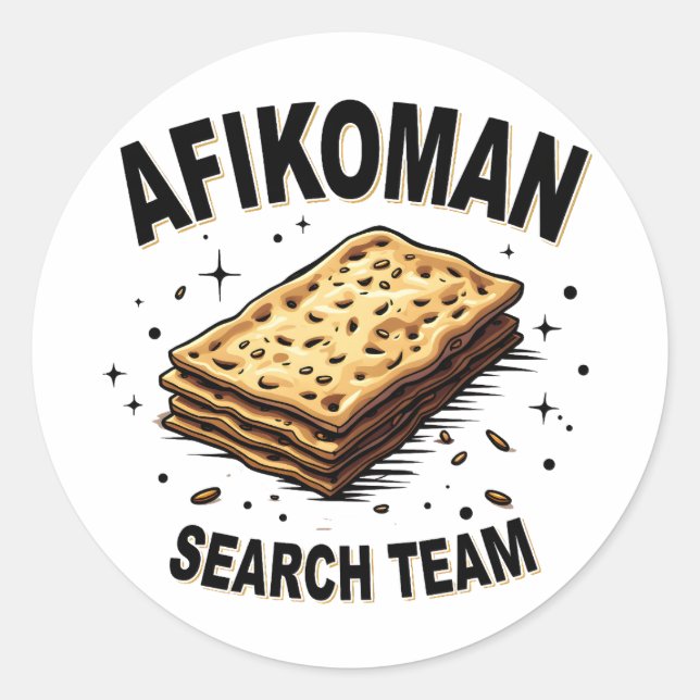Afikoman-Suchteam Hanukkah Jüdische Lebensmittelli Runder Aufkleber (Vorderseite)