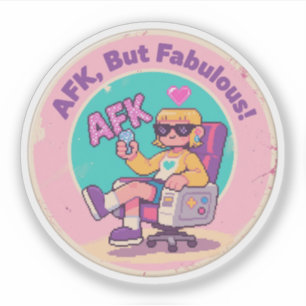 AFK, Aber Fabulous - Quirky Gaming Nostalgie Kunst Aufkleber