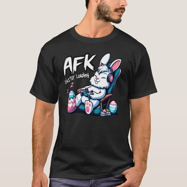 AFK Oaster Loading - Funny Sleeping Gamer Bunny T-Shirt (Vorderseite)