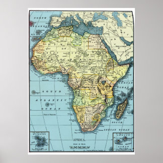 Africa 1890 Vintag Map Poster