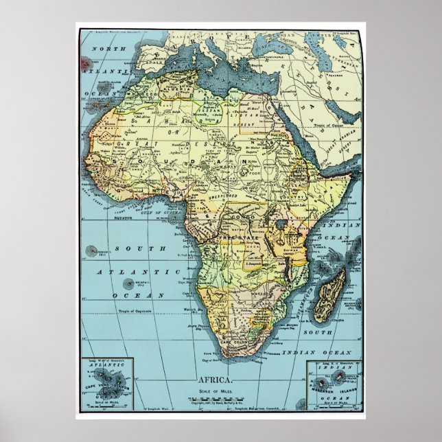 Africa 1890 Vintag Map Poster (Vorne)
