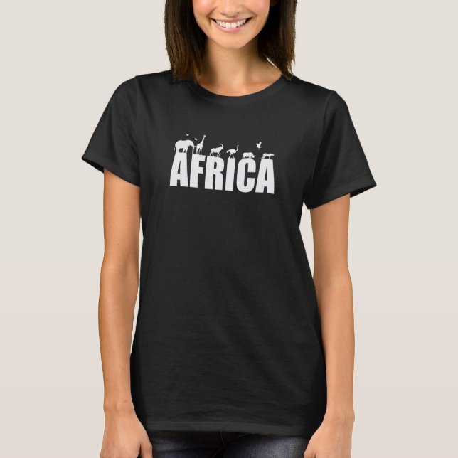 Africa Animals Elephant Giraffe Safari Continent T-Shirt (Vorderseite)