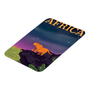 Africa Big Cat Retro Style Reiseposter Magnet