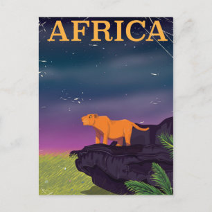 Africa Big Cat Retro Style Reiseposter Postkarte