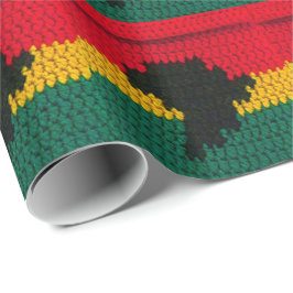 Africa Black Red Gold Green Artisan Crochet Print Geschenkpapier