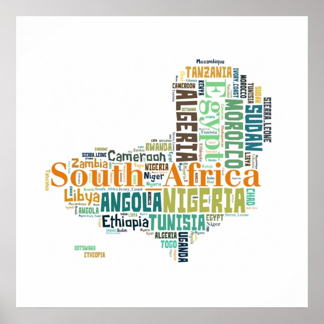 Africa Cities Word Art Poster (Vorne)