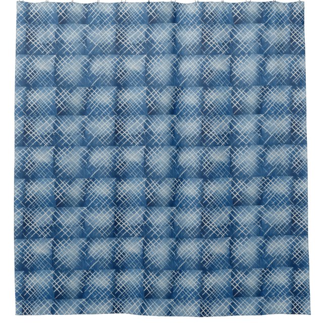 Africa Denim Indigo Mudcloth Muster 1 Duschvorhang (Vorderseite)