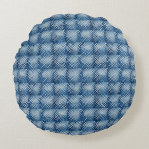 Africa Denim Indigo Mudcloth Muster 1 Rundes Kissen