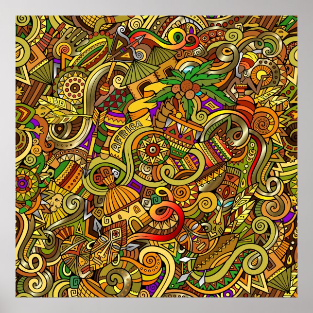 Africa Illustration Art Poster (Vorne)