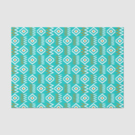 Africa Kente Dark Aqua Aquamarin Blue Gold Diamond Seidenpapier